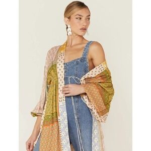 Jen’s Pirate Booty 70s Hippie Coastal Boho Patchwork Kimono Duster Womens Small
